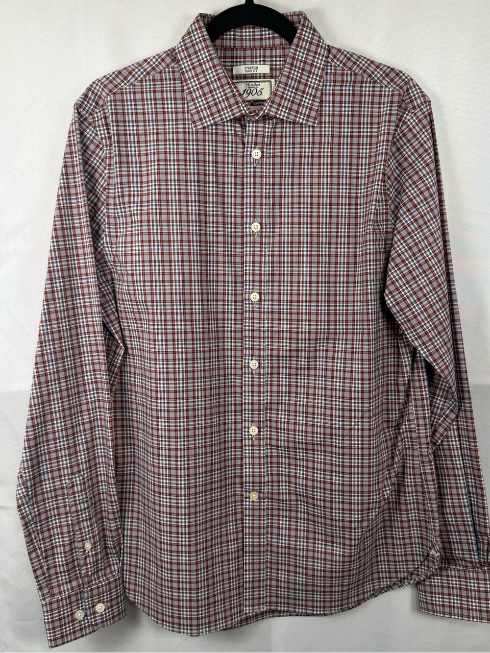 Jos A Bank 1905 Brrr Comfort Plaid Stretch Shirt Mens Medium